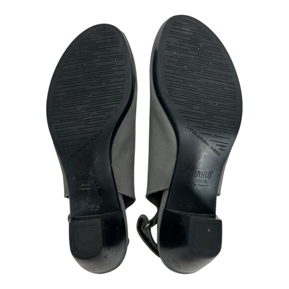 MUNRO "ABBY" GRAY NUBUCK LATTICE CUT SLINGBACK BLOCK HEELS SIZE 10.5M - Picture 5 of 8